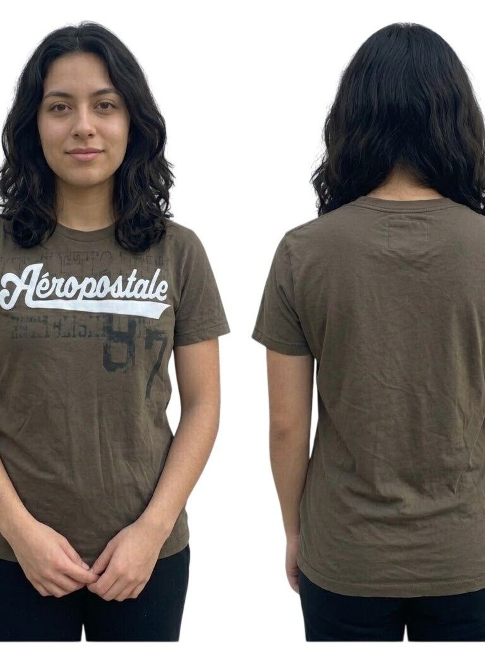 Aeropostale Unisex T-Shirt Large Brown Short Sleeve Crewneck Casual Graphic Tee